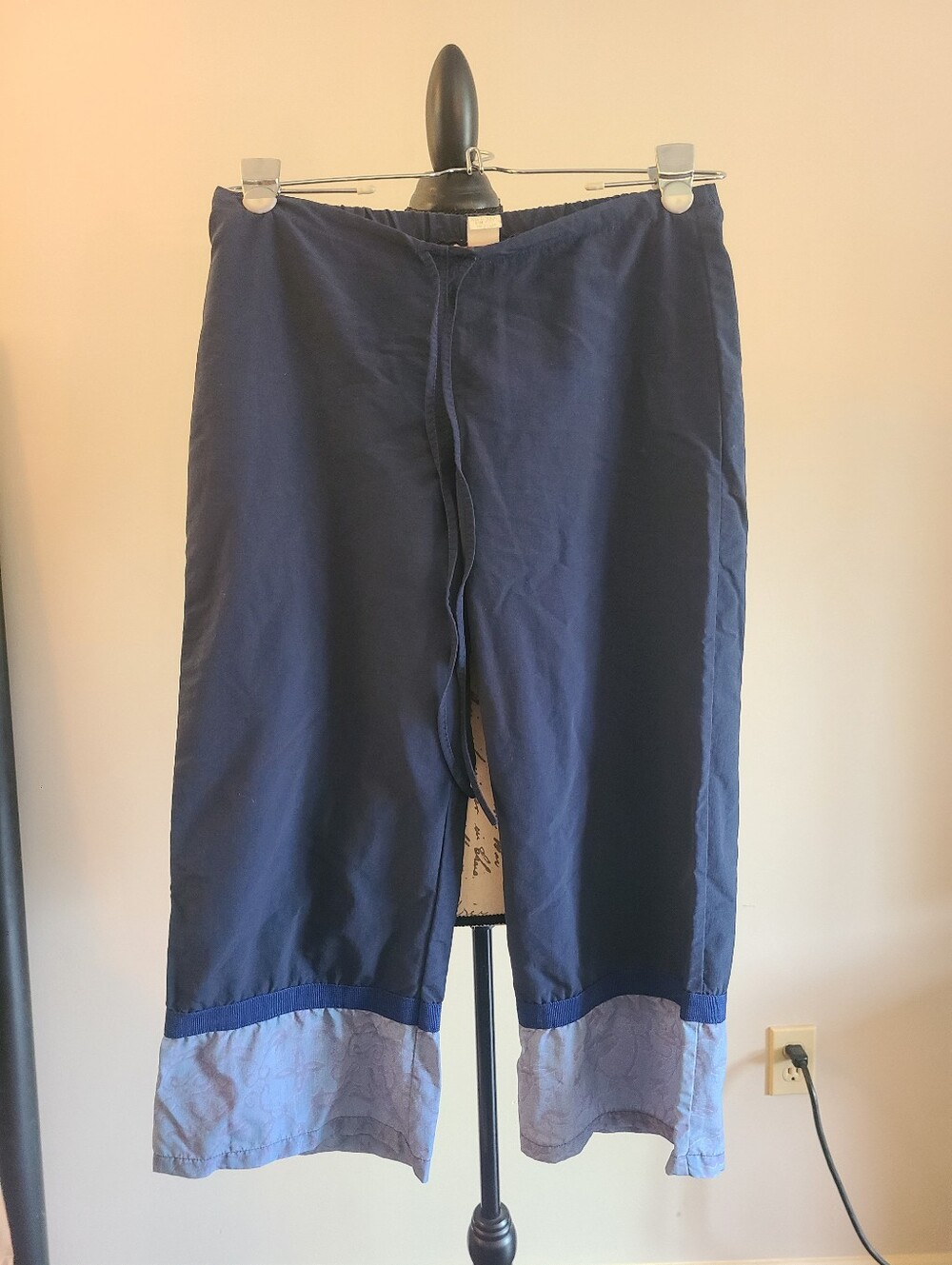 SOLD NOT AVAILABLE. Mosquito Y2K Tie Waist Blue Cropped Surf Pants